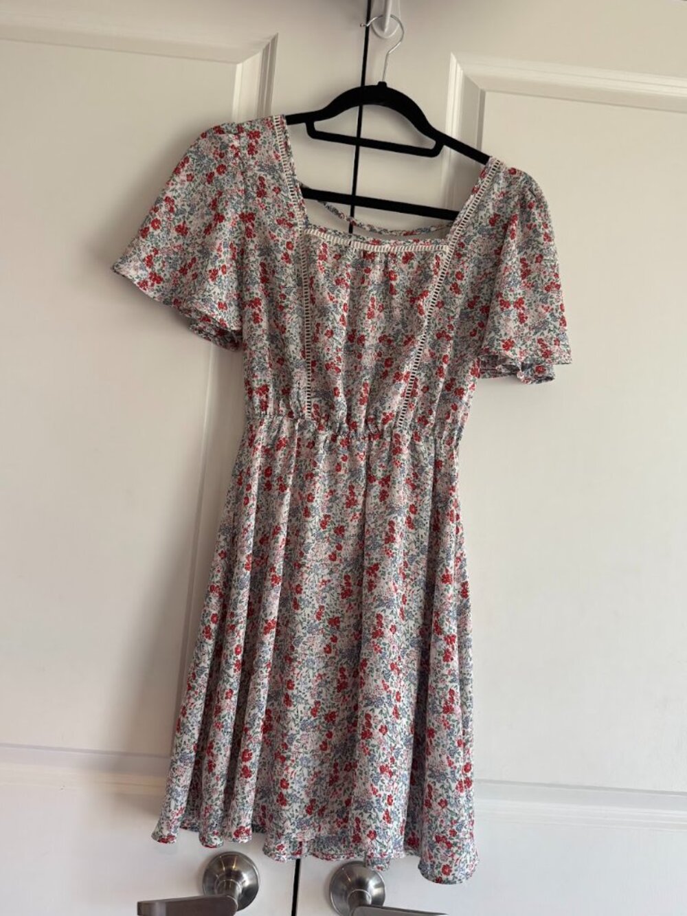 floral mini dress, open back